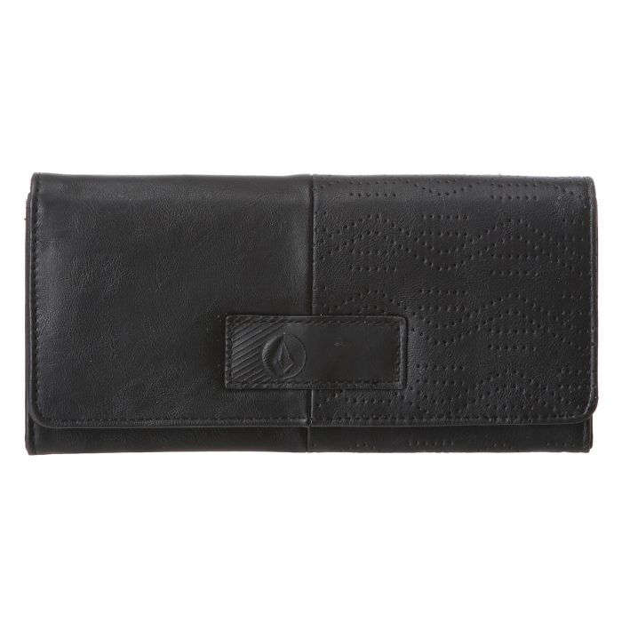 VOLCOM PIRU WALLET portafoglio donna nero scomparti traforato